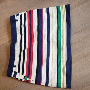 J. Crew Navy and Red Green Blue Gold White Striped Skirt